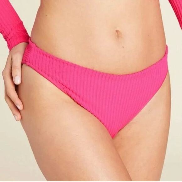 Andie Swim Size XXL The 90s Bikini Bottom Rib Terry Neon Hibiscus Pink NEW - Picture 1 of 14